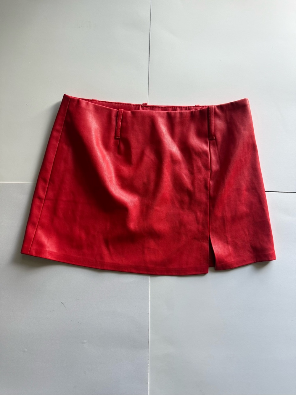 Love Tree Bold Red Faux Leather Mini Skirt